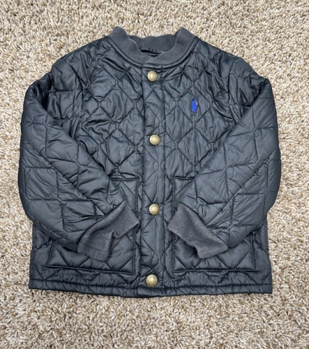 Polo Ralph Lauren gesteppte gefütterte Jacke Knopf Jungen Kleinkind Größe 2 schwarz Taschen - Bild 4 von 13