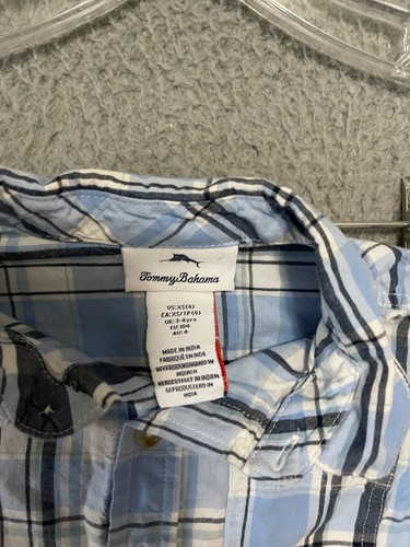 Tommy Bahama Plaid Button Up Shirt Boy's Size XS (4) Short Sleeve Kids - Picture 2 of 5