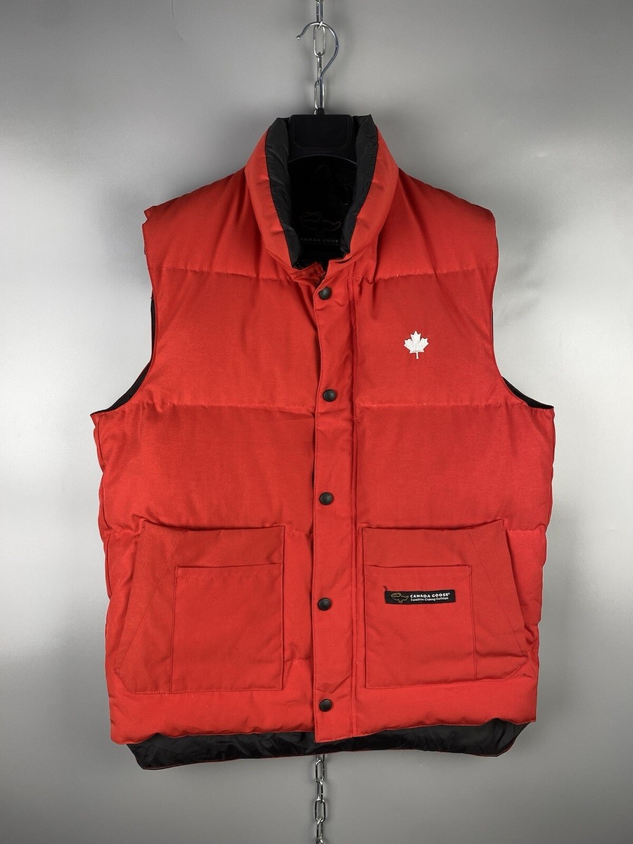 Genuine Canada Goose Mens Outdoor Red Nylon Zip Down Puffer Vest