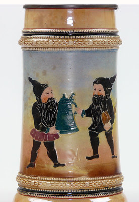 Bierkrug Zwerge Wilde Männer/Kerle Zinndeckel Diesinger 1860/1910 Jugendstil