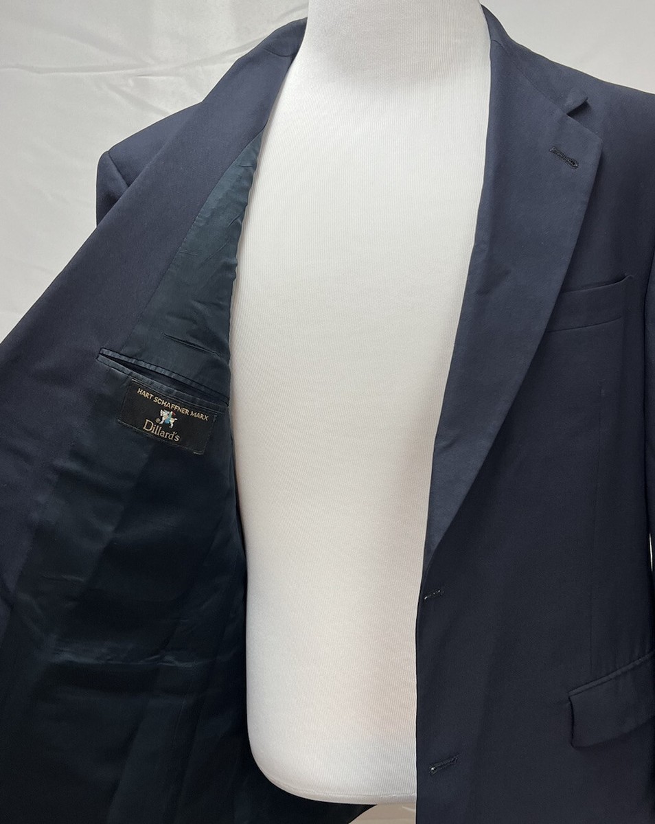 Men's Hart Schaffner Marx Navy Blue Gold 2-Button 44R Blazer