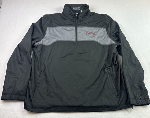 Gear For Sports HARVARD University 1/4 Zip Windbreaker Pullover Black Gray Sz L