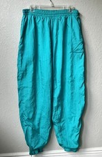 Vintage 80s Turquoise Parachute / Windbreaker pants Women  s Size L Bold Spirit