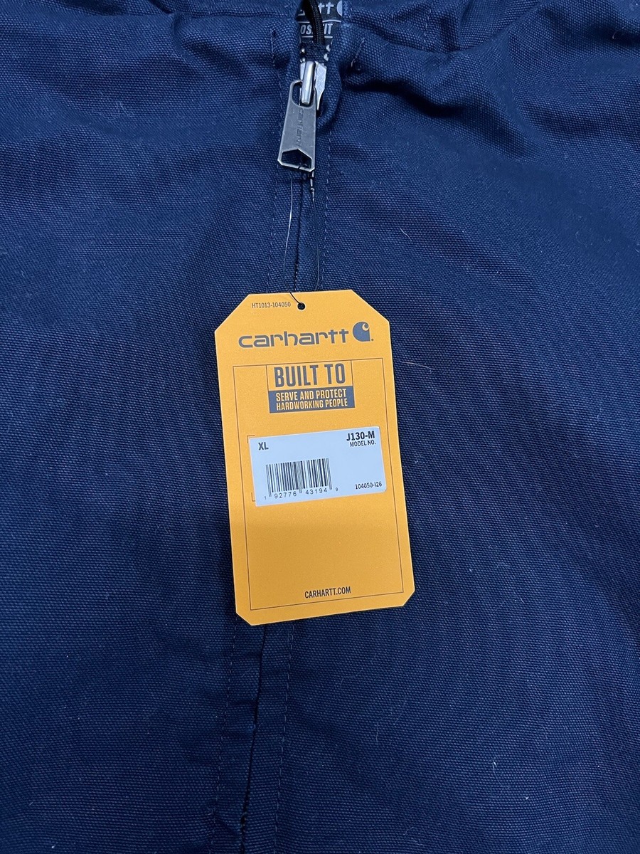 Mens CARHARTT Navy Loose Fit Washed Duck Insulated Active