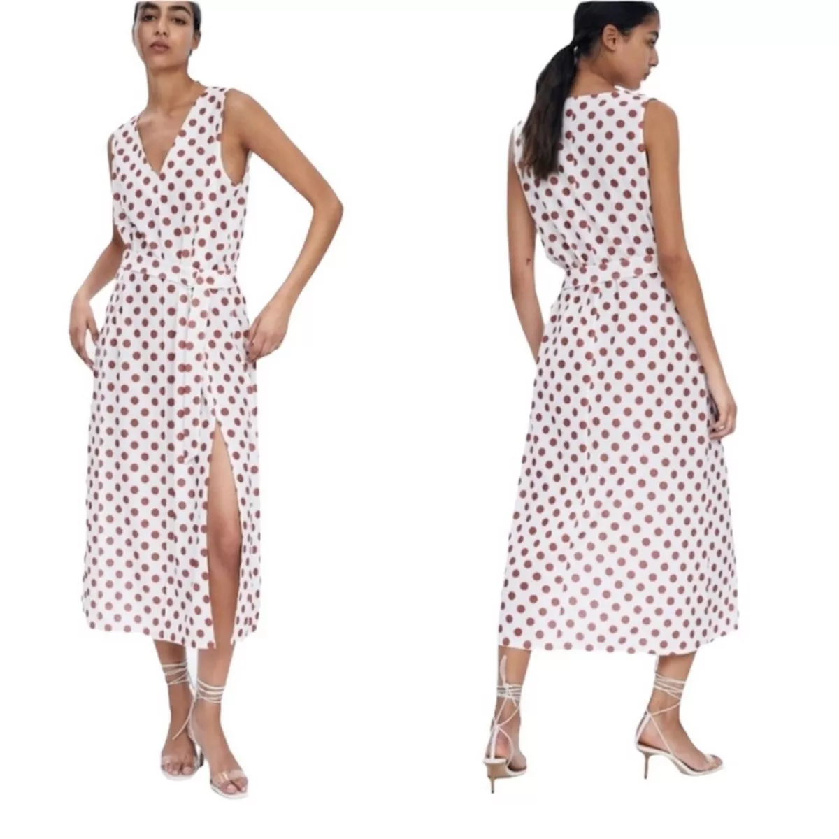 Zara red and clearance white polka dot dress