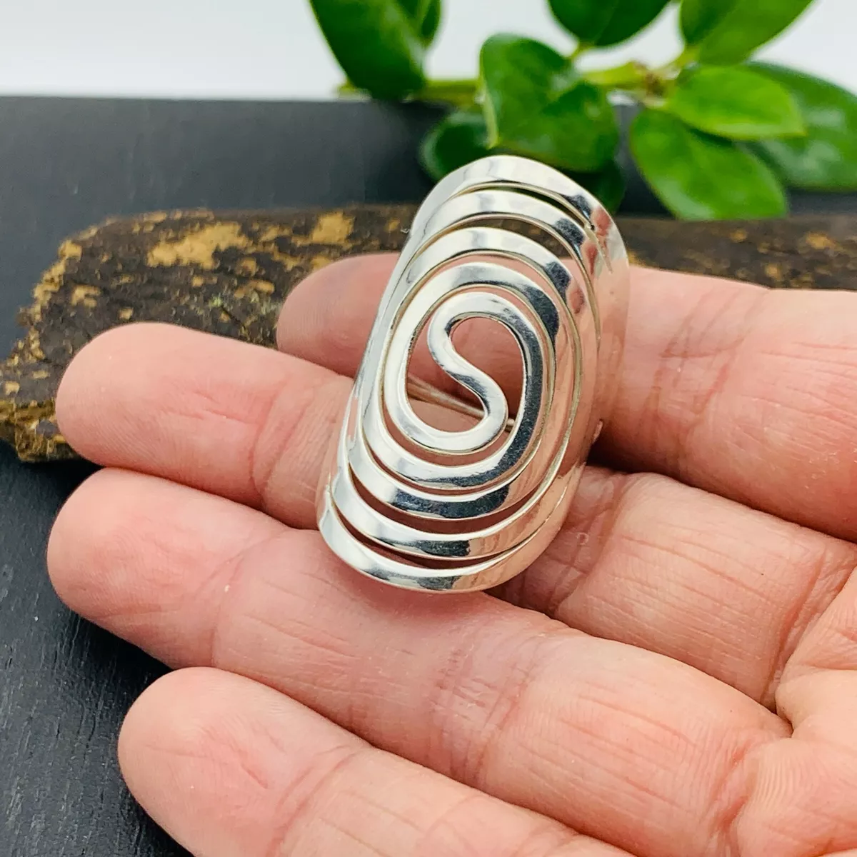 Big Taxco Mexico Mexican 925 Sterling Silver Ring 6 1/2 ,6.75, 6.5 Modern Design