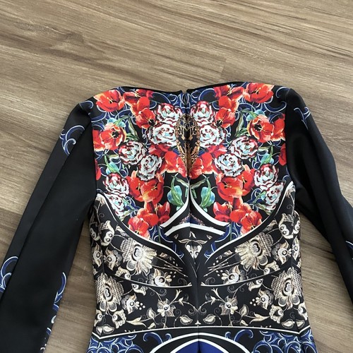 CLOVER CANYON Royal Egg Night Out Neoprene Black Blue Dress Size Small - Picture 7 of 9