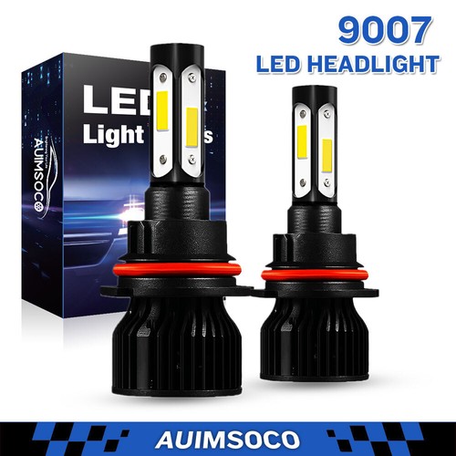 Pair 4-sides 9007 LED Headlight Bulbs Kit 6000K White High Low Beam Light Bulb - Bild 1 von 12