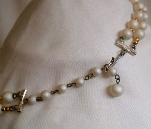 2pc. Set Double-Strand Faux Pearls Aurora Borealis Glass Crystal Beads Necklace - Imagen 5 de 12