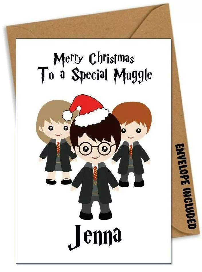 PERSONALISED HARRY POTTER Christmas Card Xmas Special Muggle Daughter Son ZY