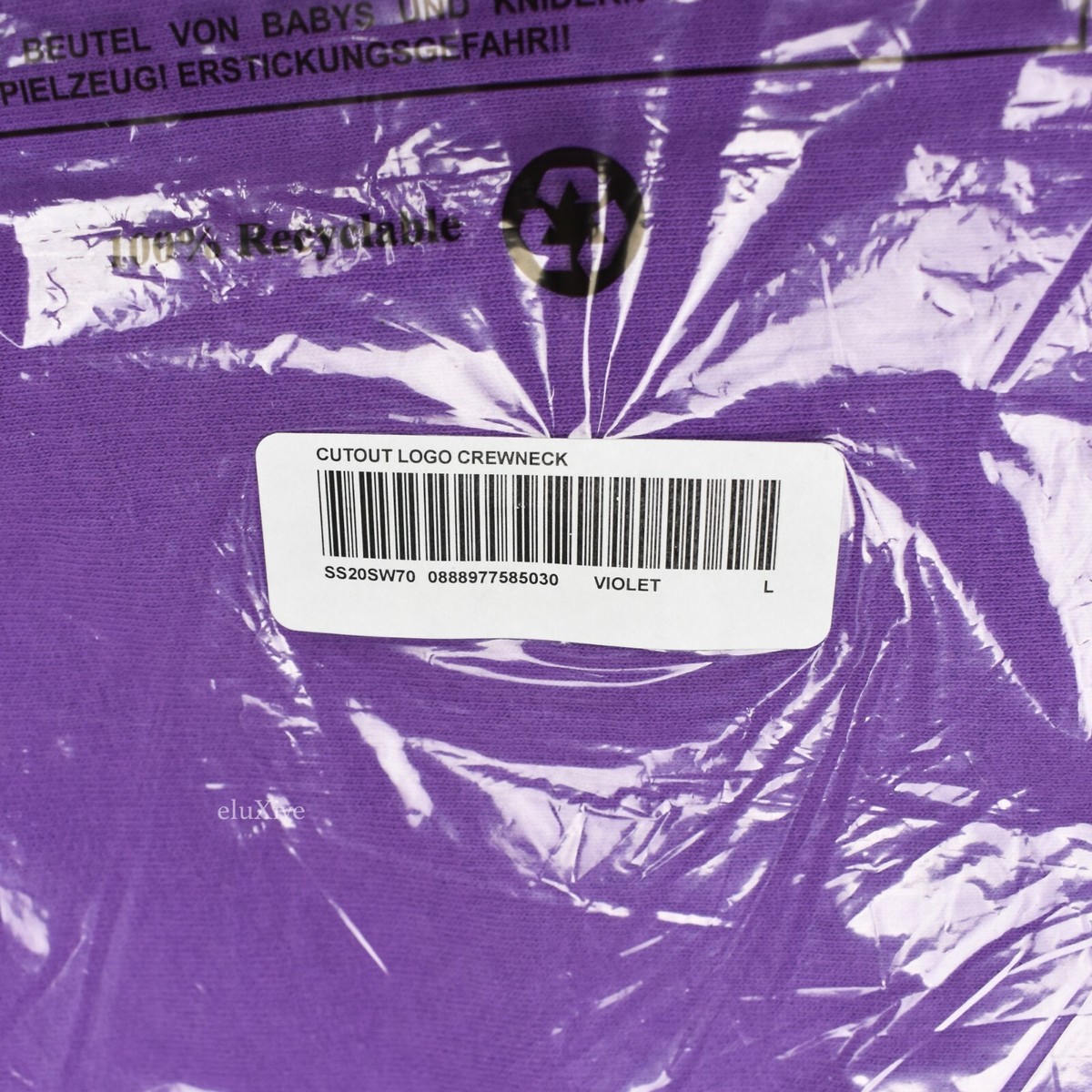 NWT Supreme NY Purple Cutout Box Logo Crewneck Sweatshirt SS20