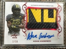 ADAM ANDERSON Georgia 2018 Leaf Army All-American Football Red PATCH Auto 1/10