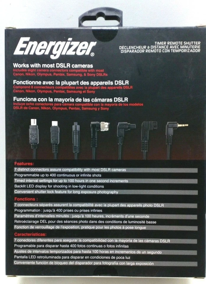 Energizer ENS-LCDU Multi-Fit LCD Timed Remote Shutter (Black) - Image 2 of 2