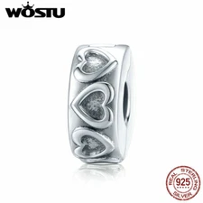 Soild S925 Sterling Silver Vintage Relief Charms Jewelry For Women Girls Wostu