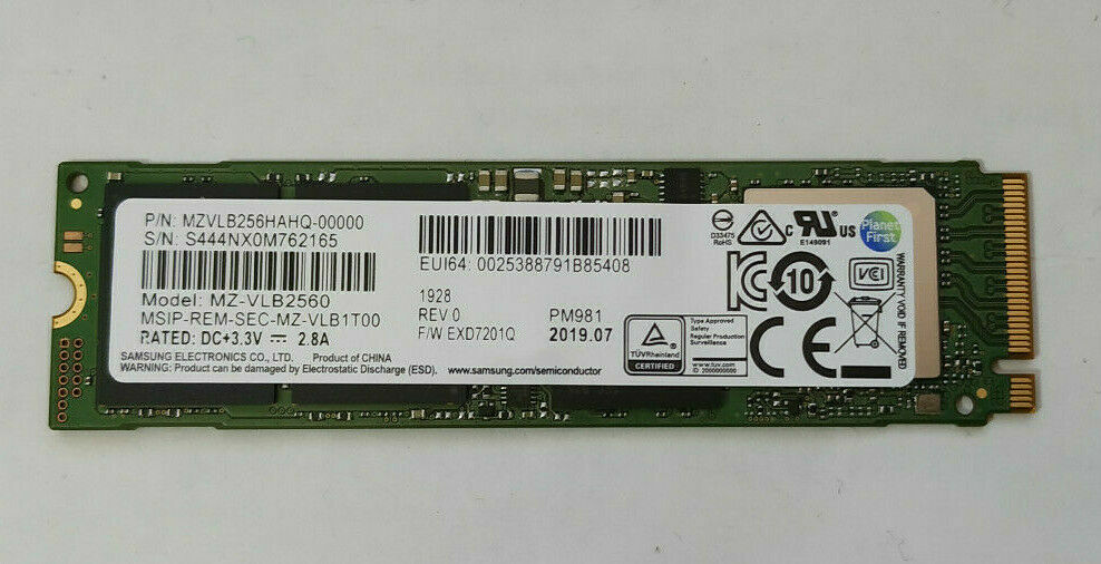内蔵型SSD Samsung 256GB M.2 SSD MZVLB256HAHQ Samsung MZVLB256HAHQ-000H1 - 256GB M.2 PCIe NVMe 2280 MLC 3D