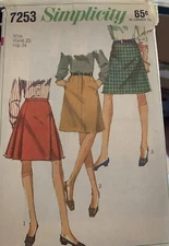 Simplicity 1967 Sewing Pattern 7253 Skirts Miss Waist 25 Hip 34