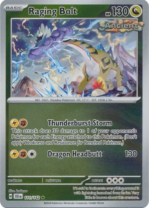 ★REN★ Raging Bolt 111/142 Reverse Holo Stellar Crown Pokemon Card