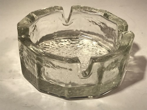 VTG BLENKO STYLE Clear Round Glass Ashtray Mid Century Modern MCM 3.75" 4-SLOT - Picture 2 of 12