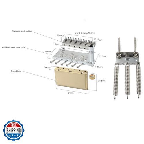 OVSAL 2-Point Electric Guitar Bridge Black 54mm Tremolo Bridge with Brass Blo - Picture 2 of 5