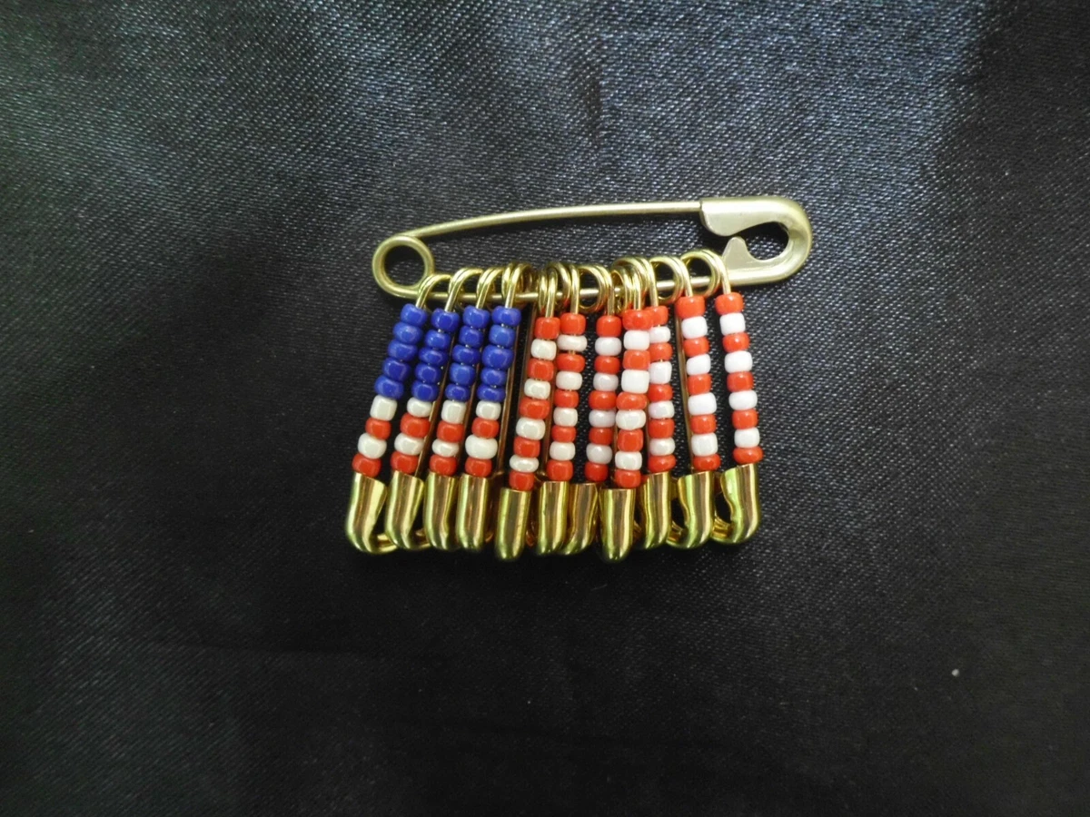 American Flag Pin Handmade Safety Pins and Beads eBay