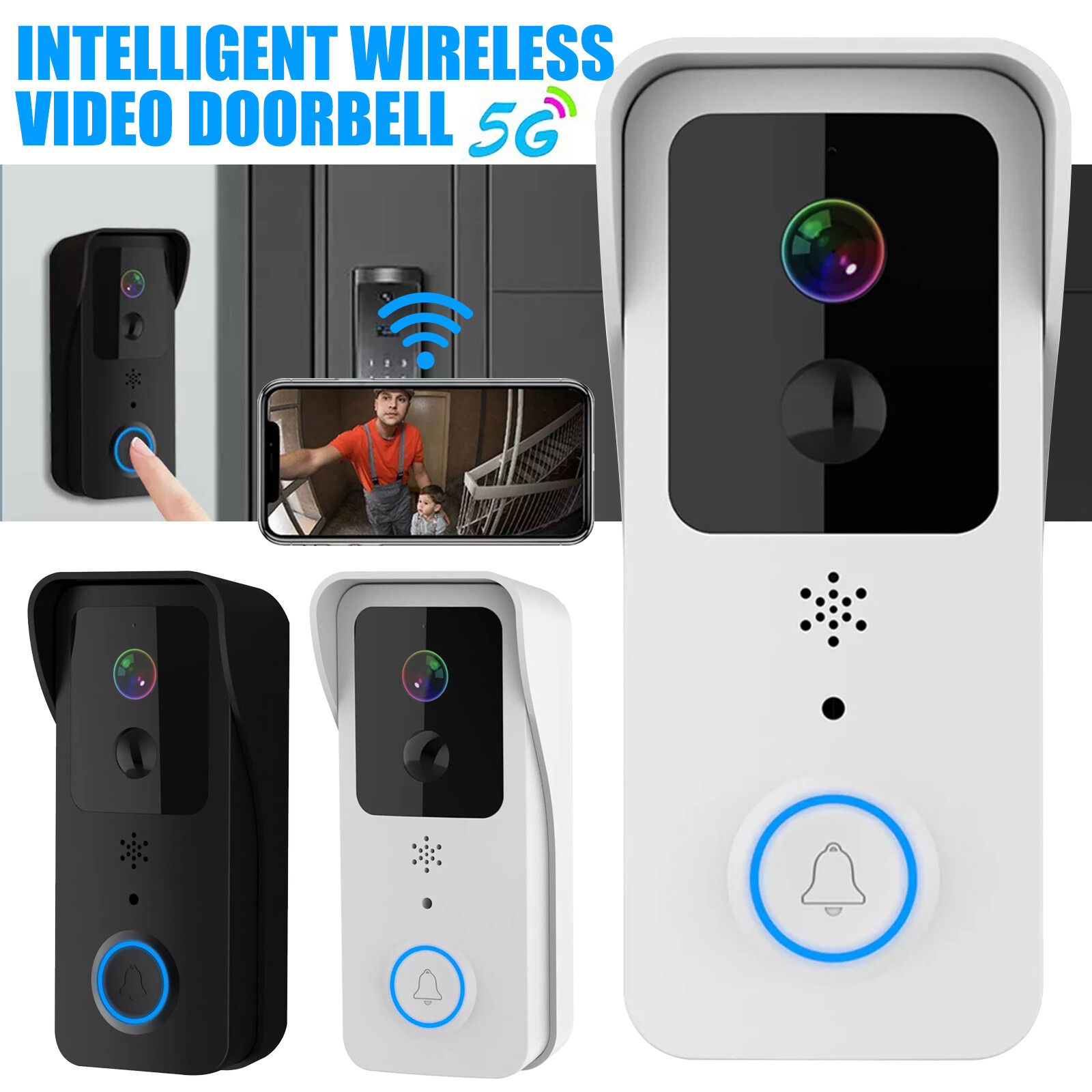 Wireless Smart Wifi Ring Video Doorbell HD Video Doorbell 5G Phone Motion Camera