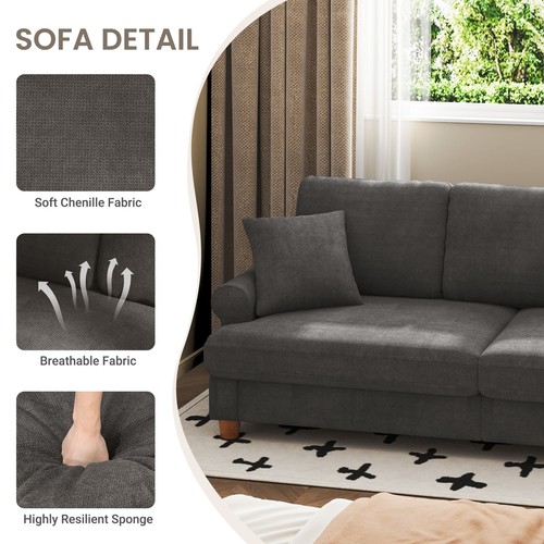 Sofa 3-Sitzer Chenille Couch Stoffsofa Sessel Polstersofa Loungesofa Armlehne - Bild 53 von 55