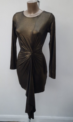 misspap gold dress Rent Misspap Premium Satin Asymmetric Strap Midi Dress main image 1