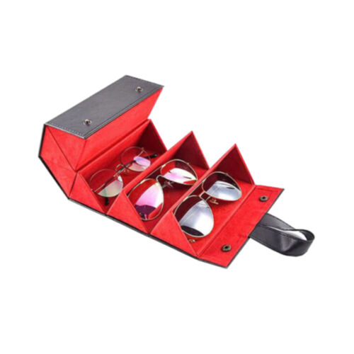 Multi Grids Leather Sunglasses Glasses Foldable Eyeglasses Storage - Picture 5 of 11