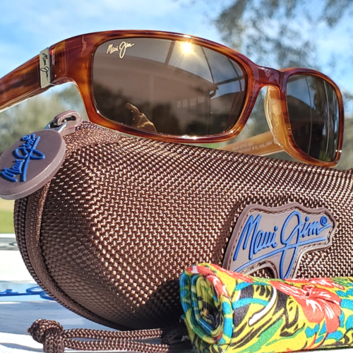 **NEW** Maui Jim "ATOLL" 220-10 Gloss Tortoise w/ Silver Accents/ Bronze Lenses!