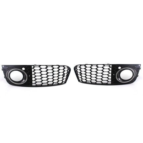 For 2009-2011 AUDI A4 B8 RS4 STYLE BLACK MESH GRILL FOG LIGHT GRILLE with CHROME - Picture 3 of 10