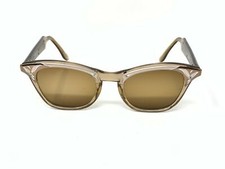 VINTAGE AMERICAN OPTICAL Cat Eye Brown Clear Aluminum FRAMES ONLY