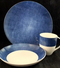 Studio Nova BLUE DENIM Dinner Plate, Coupe Soup Bowl + Mug A+ CONDITION