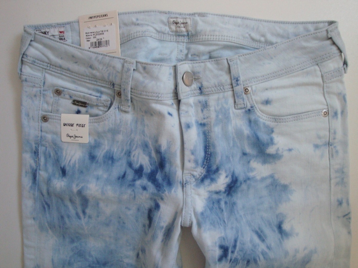 PEPE JEANS Hose LOLA TIE DYE Super Skinny Stretch Blau W29 L28 Neu