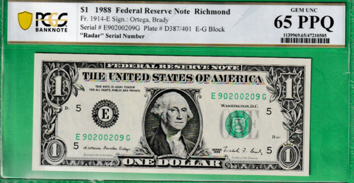 Birth Year RADAR Serial Numbers 90-2002--09 $1 1988 Federal Reserve note PCGS - Picture 2 of 3