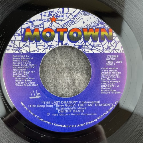 DWIGHT DAVID The Last Dragon / Instrumental 45 Motown 1785MF UNPLAYED FUNK THEME - Picture 2 of 4