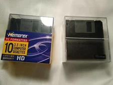 Memorex Computer 3.5 inch Floppy Diskettes Black 10 Pack High Density format NOS