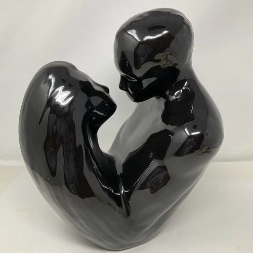 VTG  15" Black Royal Haeger “Lovers Embrace”Black Nickel Sculpture Statue MCM