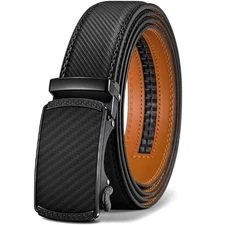 Genuine Leather Mens Ratchet Belt Belts For Men Adjustable Automatic Buckle
