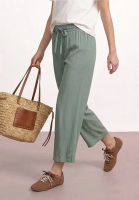 STREET ONE 380289 EMEE Hose Stoffhose weites Bein L26 lässig 3/4 Taschen grün