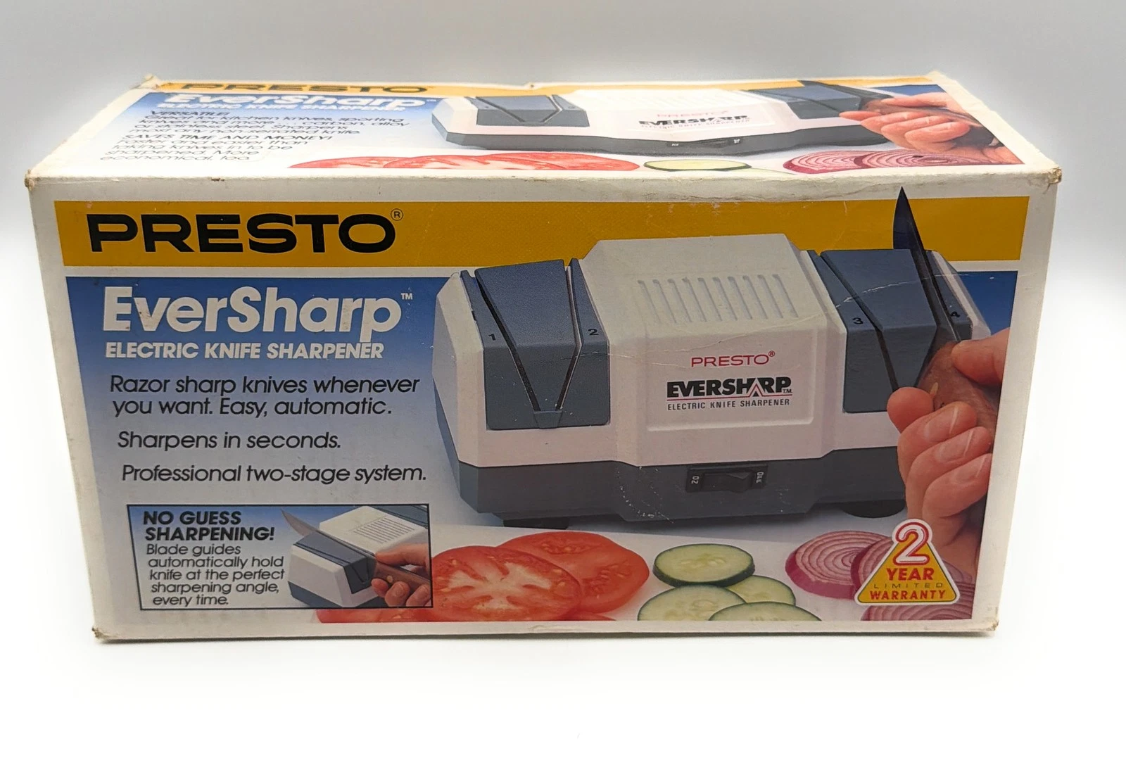 Presto EverSharp Electric Knife Sharpener 08800 Two-Stage Sapphirite Vintage NEW