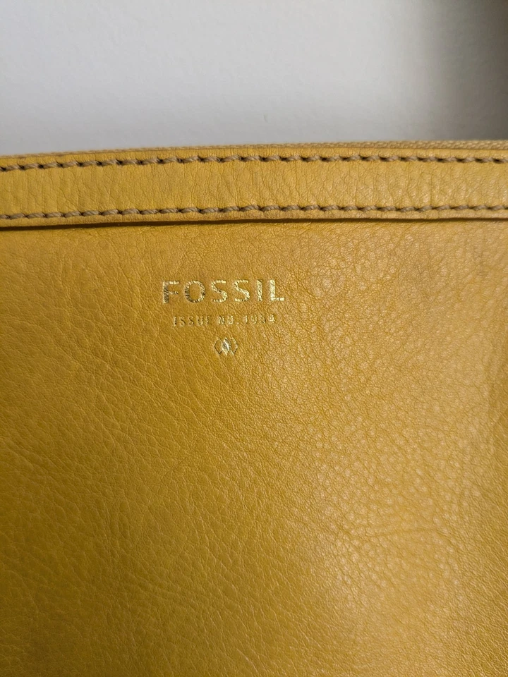 Bolso de hombro grande de cuero amarillo mostaza FOSSIL Sydney Foto 3 de 4