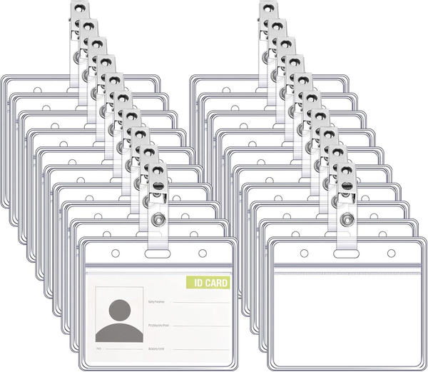 100 StüCk AusweishüLlen Mit Clip, Transparent, 9 X 8,5 Cm, Horizontal-image