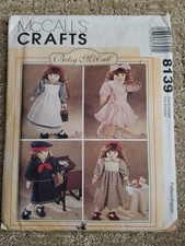 McCall's 8139 Betsy McCall 18" Doll Clothes Pattern Dress Pinafore Hat Shoes