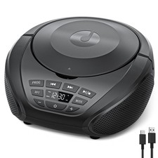 Portable CD player with radio cassette, AUX, speakers, battery/Type-C easy use