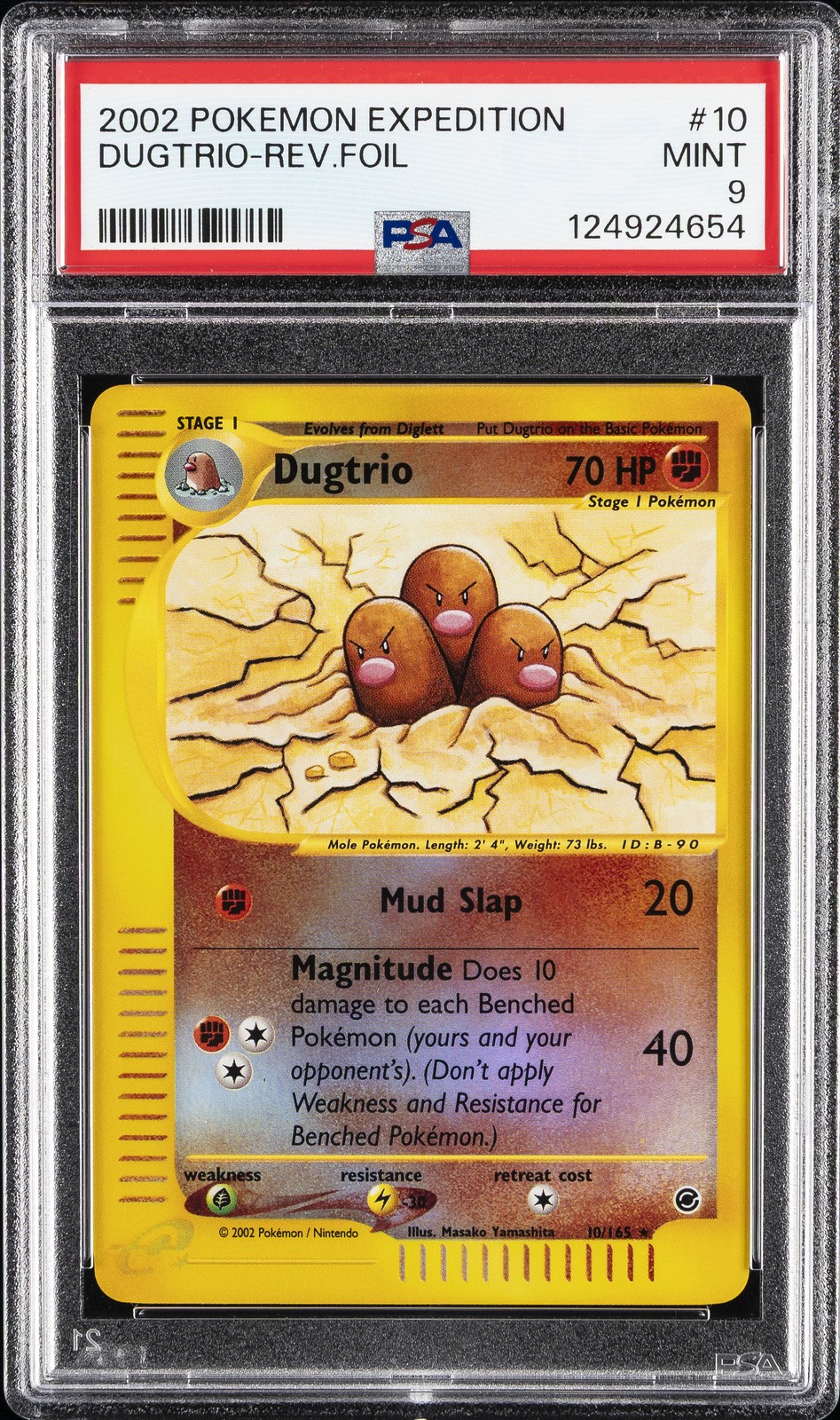 2002 POKEMON EXPEDITION #10 DUGTRIO-REVERSE FOIL PSA 9