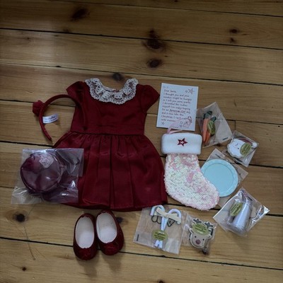American Girl Janie And Jack Holly Red Party Dress NEW With Christmas Eve Set