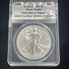 2012 Anacs MS 70 1 Oz Silver American Eagle First Day Of Issue With Box