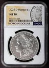 2021-D NGC MS70 MORGAN Silver $1 Dollar Coin Denver Mint MS70 w/Box COA