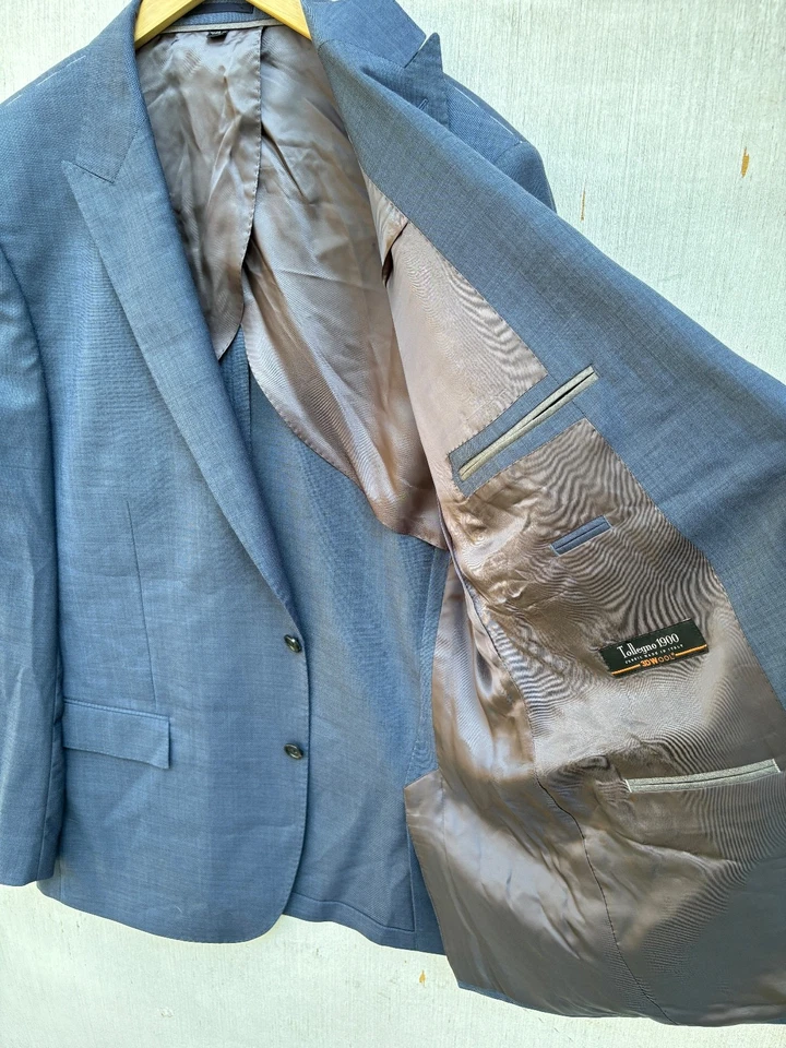 J. Crew Ludlow 运动外套男式 46 L 修身蓝色 Tollegno 1900 3D 羊毛全新带标签 — 第 3/4 张图片