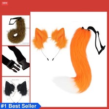 Faux Fur Fox Tail 20.5 Inch Clip Ears Halloween Party Costume Accessory Set